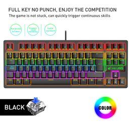 Spanish 88 Keys Mechanical Keyboard Keys USB Wired Mechanical Gaming Keyboards Colour Backlit Blue Switch for PC Deskop Laptop