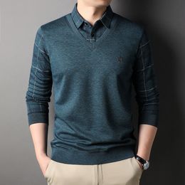 Men's Polos Fashion Shirt Cotton Longsleeved Autumn and Winter Selling Clothing Solid Colour Casual Korean T 230311