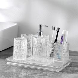 Bath Accessory Set Simple Resin Bathroom Five Piece Manual Craft Home Shower Gel Bottle El Desktop Toothbrush Holder Bathrooms Accesories