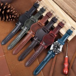 Watch Bands Genuine Leather Strap 18mm 20mm 22mm Retro Handmade Watchband With Mat Brown Coffee Bracelet Wristwatch Band