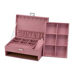 Jewellery Boxes Korean Velvet Dark Green Jewellery Box Necklace Storage Holder Flannel Gift Packaging Casket 230310