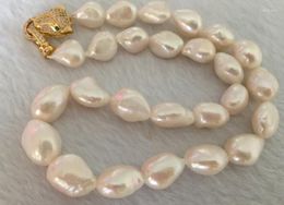 Chains Huge 12-13mm Baroque White Pearl Necklace 18inch 36" Yellow Clasp