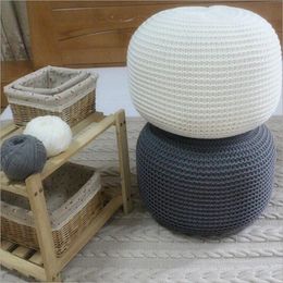 Cushion/Decorative Pillow Style Knitted Woollen Round Cushion Pouffe 230311