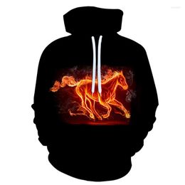 Men's Hoodies Color Flame Design 3D Women's Sweatshirt Hooded Jacket Streetwear Pullover Cool