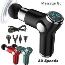 Full Body Massager Portable Mini LCD Electric Massage Gun Deep Tissue Percussion Muscle for Body Neck Relaxation Massager Fascia Gun for Fitness 230310