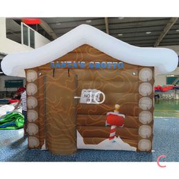 Free ship Advertising Inflatables outdoor activities 4x3m Outdoor christmas Decoration Blow Up inflatable santa Claus grotto tent House for sale