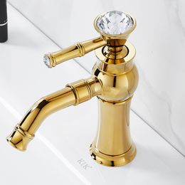 Bathroom Sink Faucets Bathroom Sink Faucet Gold Basin Faucets Brass Water Tap Cold and Golden Finish Luxury Washbasin Mixer Deck Mount Single Hole 230311