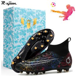 Dress Shoes R.xjian Football Shoes For Men Outdoor High-quality Breathable High-top Soccer Shoes Child Boy TFFG Football Sports Boots 230311