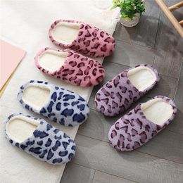 Slippers Winter Women Men Indoor House Plush Soft Leopard Shoes Non-slip Floor Bedroom Home Couple