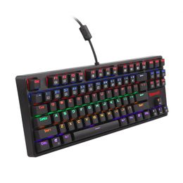 n K576R Mechanical Gaming Keyboard Wired USB LED Rainbow Backlit Compact Mechanical Gamers Keyboard 87 Keys for PC Laptop