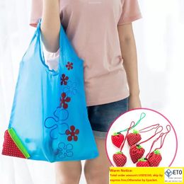 Strawberry Folding Shopping 11 Colors Home Storage Bag Reusable Grocery Tote Bag Portable Folding Shopping Convenient Pouch