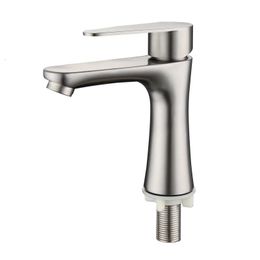 Bathroom Sink Faucets Single Hole Pull-Out Basin Sink Faucet Countertop Mounted Single Cold Water Faucet Stainless Steel Bathroom Basin Faucet 230311
