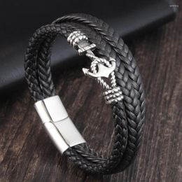 Charm Bracelets 2023 Bracelet Men Multilayer Leather Bangles Magnetic-clasp Cowhide Braided Multi Layer Wrap Trendy Rope Chain