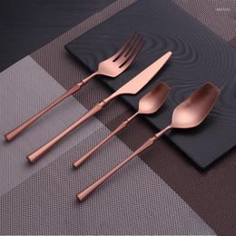 Dinnerware Sets Rose Gold Tableware Forks Spoons Knives Set Stainless Steel Western Cutlery Silver Kitchen Utensils Dropshopping