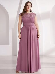 Party Dresses Plus size Evening ONeck Sleeveless ALINE Lace FloorLength Gown 2023 Ever pretty of Orchid Elegant Prom Dres 230310