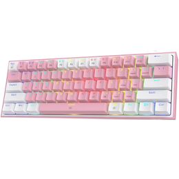 n Fizz K617 Wired RGB Mechanical Gaming Keyboard 61 Keys White Pink Color Linear Red Switch Software Supported