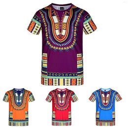 Ethnic Clothing African Traditional Print Bazin Dashiki T-shirts Fashion For Men Women Unisex Short Sleeve Africa Clothes Vinatge Tops S-5XL