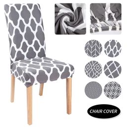 Chair Covers Grey Geometric Jacquard Armchair Cushion Dust Guards For Home Dining Living Room Furniture Universal Size