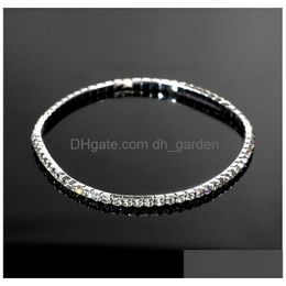 Anklets Dancer Showgirl Stretch Foot Bracelets 1 Row Rhinestone Sier Plated Drop Delivery Jewellery Dhgarden Dh6Wu