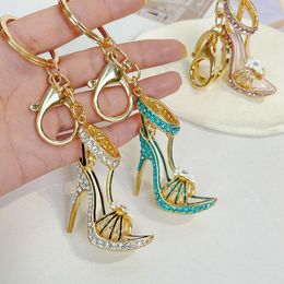 Keychains Fashion High Heels Keychain Ladies Bag Car Pendant Handmade Keyring Rhinestone Crystal Key Chain Decoration