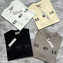 Tshirts Ess Mens Tshirts and Polo Shirts Fog Double Thread Threedimensional Silica Gel Letter Trend Loose High Street Brand Couple Short Sleeve Tshirts Tees Top