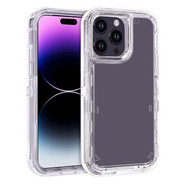 Transparent Armor Defender Phone Cases For iPhone 15 11 13 12 14 Pro Max Three Layer Clear Heavy Duty Protective Shockproof Cover Fit 15 14Plus 13Mini XR 6 7 8Plus