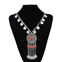 Pendant Necklaces Bohemian Vintage Necklace For Women Gypsy Metal Chain Coin Ethnic Tribal Statement Turkish India Jewellery Collier Femme