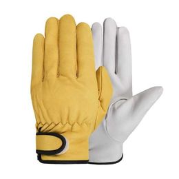 Work gloves sheepskin leather workers work welding safety protection garden sports motorcycle driver wearresistant gloves