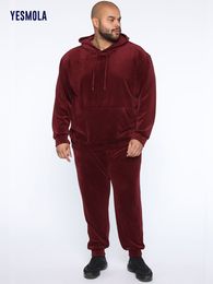 Men's Tracksuits YESMOLA Spring Autumn Velvet Sport Suit Male Plus Velour Thick Hoodies Pants Warm Sweatshirt Sportswear Tracksuit Set 230311