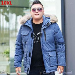 Men's Down Winter Plus Size Jacket Men Blue Young Students Short Tooling Oversized Outerwear 10XL 9XL 8XL Coat