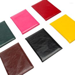 Card Holders Oil Wax Leather Passport Holder PU Genuine Short Bag Cover Ticket Candy-colored Thin Portable
