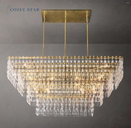 Chandeliers Marignan Rectangular Lustre Modern Retro Crystal Brass Chrome Black Pendant Lights Dining Room Living Lamps