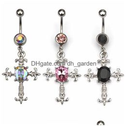 Navel Bell Button Rings D0522 Cross Style Belly Ring Drop Delivery Jewellery Body Dhgarden Dhmeb