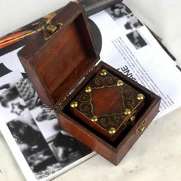 Jewelry Pouches 2Pcs Classical Wooden Chest Box Treasure Storage Organizer Desk Decor
