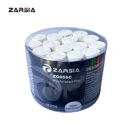 Sweatband 60pcs ZARSIA White 0.55mm Perforated Tennis Overgrip Sticky Padel Racket Grip Anti-slip Badminton Racket Overgrips 230311