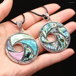 Pendant Necklaces Natural Freshwater Shells Abalone Shell Alloy Round Necklace FashionDIY Jewelry Gift Mother Of Pearl