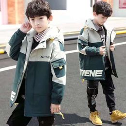 Tench coats Boys Autumn Sports Windbreaker Spring Jacket Child Midlength Casual Handsome Patchwork Outerwear Fall Clothes for Kids Coats 12 230311