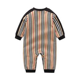 Rompers spring autumn kids clothes Unisex cotton knit solid striped long sleeves born toddler baby boy girl romper 0-24 months 230311