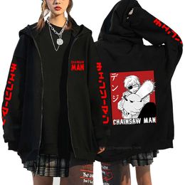 Women's Hoodies Sweatshirts Anime Chainsaw Man Denji Hooded Makima Zipper Jacket Long Sleeve Zip Jackets Fleece Streetwear Sweatshirt 230311