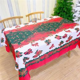 Table Cloth Christmas Border Fabric Tablecloth Floral Antifouling Rectangle Decoration Print Tabl N2n0