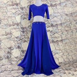 Stage Wear Adult Belly Dance Practise Costume Modal Sexy Top Short/Long Split Skirt Women Oriental Dancing Training Group Clothing