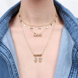 Pendant Necklaces Love Letter Boy Girl Pendants Women's Zircon Luxury Jewellery High-quality Gold-plated Copper Chain Valentine's Day