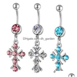 Navel Bell Button Rings D0550 Cross Belly Ring Mix Colors Drop Delivery Jewelry Body Dhgarden Dhbns