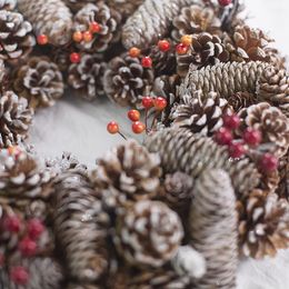 Decorative Flowers & Wreaths Christmas Nature Pine Berries Garland For Farmhouse Decoration Dried Home Door Wall Wreath RingDecorative