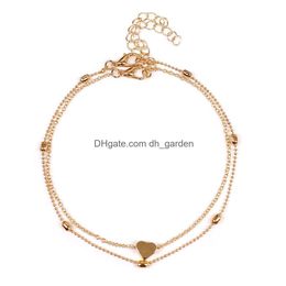 Anklets Desinger Beach Sandals Heart Style Sier Gold Colors Dancer Foot Jewelry Drop Delivery Dhgarden Dh6Tj