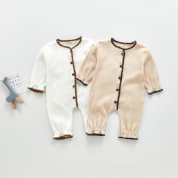 Rompers Baby Girl Romper Cotton Long Sleeve Fashion born Jumpsuit Cute Little Girl Clothes Solid Loose Infant Girl Romper 0-24 M 230311