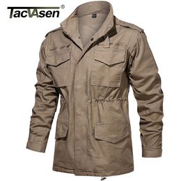 Men's Jackets TACVASEN Army Field Jacket Men's Military Cotton Hooded Coat Parka Green Tactical Uniform Windbreaker Hunting Clothes Overcoat 230311