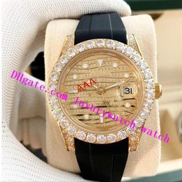 New 41mm II GMT Big DateTexture Full Diamond Dial Bezel Automatic Mens Watch 316L SS Steel Bracelet Fashion Men's Watches184Q