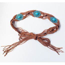 Belts Bohemian Retro Ethnic Style Turquoise Elastic Adjustable Belt Dance Waist Chain Clothing AccessoriesBelts