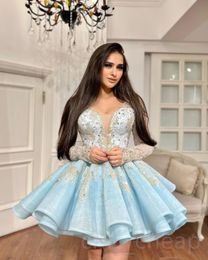 2023 Arabic Aso Ebi Lace Beaded Prom Dresses Short Ball Gowns Sexy Evening Formal Party Second Reception Birthday Engagement Gowns Dress ZJ6444